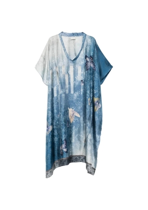 Pierre-Louis Mascia V-neck butterfly-print tunic dress - Blue