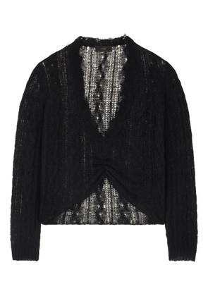 Alanui V-neck frayed-edge sweater - Black