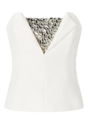 Genny crystal-embellished strapless top - White