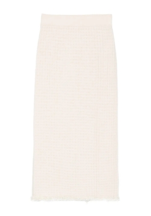 Allude textured frayed-hem midi skirt - Neutrals