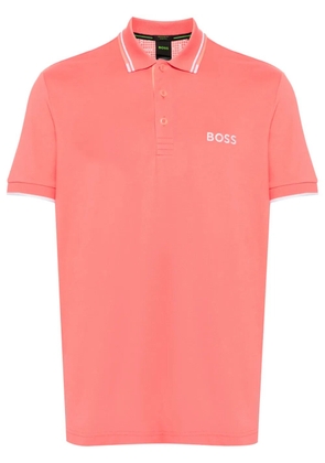 BOSS logo-embroidered piqué polo shirt - Pink