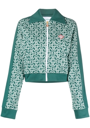 Casablanca monogram cropped cotton-blend track top - Green