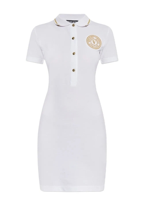 Versace Jeans Couture button embroidered midi dress - White