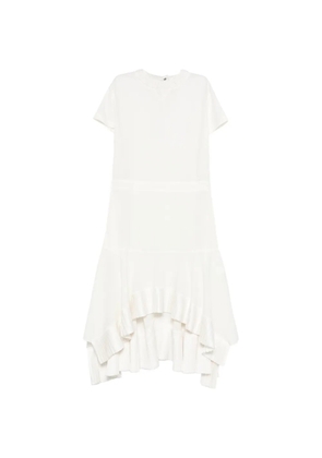 sacai ruffled short-sleeve asymmetric dress - White