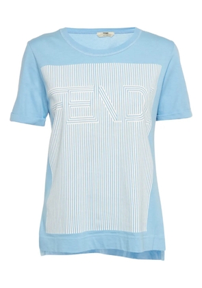 Fendi Pre-Owned logo-print striped T-shirt - Blue