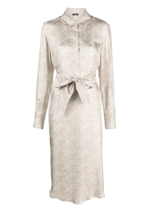 Kiton abstract-print silk shirt dress - Brown