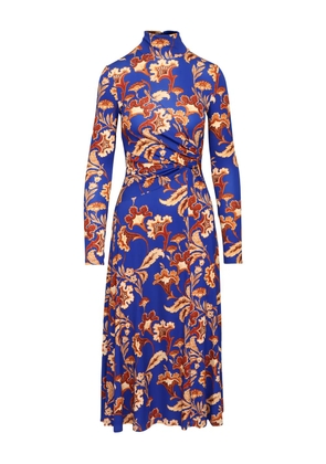 Cara Cara floral-print monk-neck midi dress - Blue