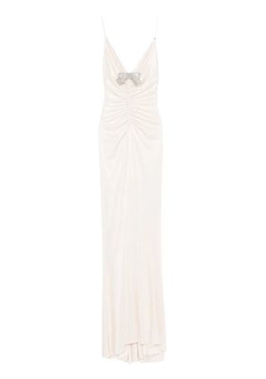NISSA bow-detailed maxi dress - Neutrals
