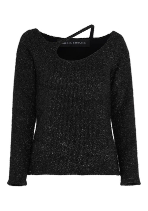 Gloria Coelho cut-out glitter-finish top - Black