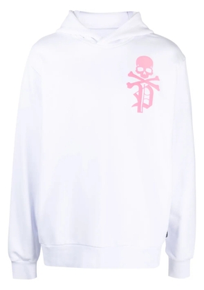 Philipp Plein Gothic Plein logo-flocked cotton hoodie - White