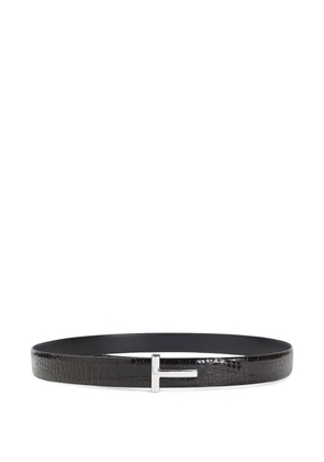 TOM FORD crocodile-embossed leather belt - Brown