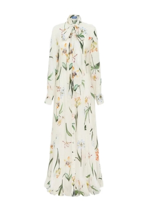 Leo Lin Lilith floral tie-neck maxi dress - White
