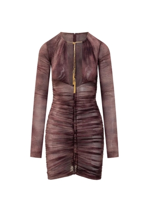 Elisabetta Franchi chain-neck mini dress - Brown