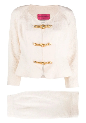 Christian Lacroix Pre-Owned 2009 pre-owned toggle-fastening jacquard skirt suit - Neutrals