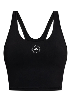 adidas by Stella McCartney racer-back logo-print top - Black