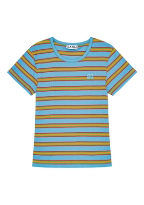 GANNI striped short-sleeve T-shirt - Blue