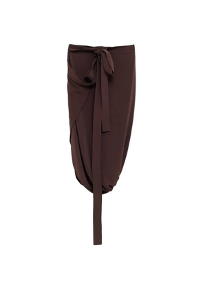 LEMAIRE tie-detail draped midi skirt - Brown