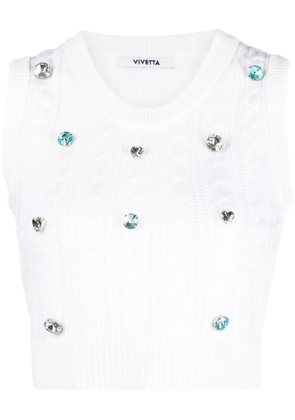 Vivetta gemstone-detail cable-knit vest - White