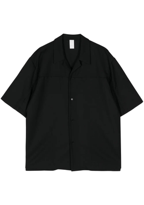 Attachment short-sleeve wool shirt - Black