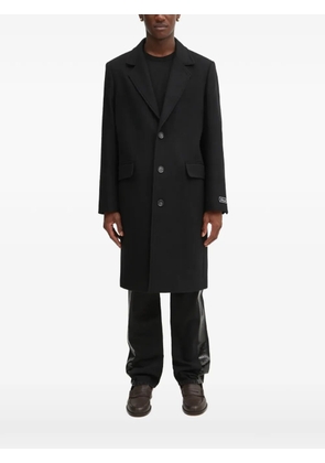 Lacoste button logo-patch coat - Black