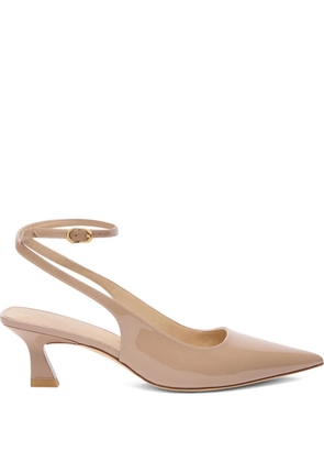 Stuart Weitzman 50mm Vinnie ankle-strap sculptural-heel pumps - Neutrals