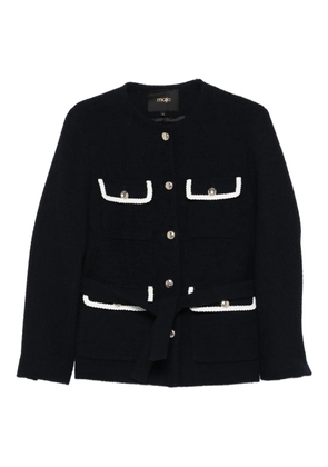 Maje belted tweed jacket - Blue