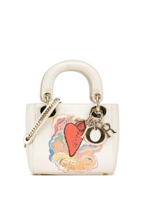 Christian Dior Pre-Owned 2018 Niki De Saint Phalle Mini Calfskin Dioramour Lady Dior satchel - White
