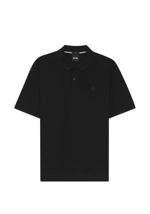 BOSS logo-detail cotton polo shirt - Black