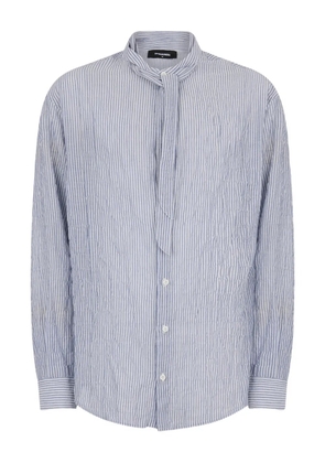 DSQUARED2 tie dropped shoulder linen shirt - Blue