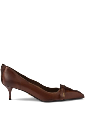 Prada 55 mm Antiqued leather pointed-toe pumps - Brown