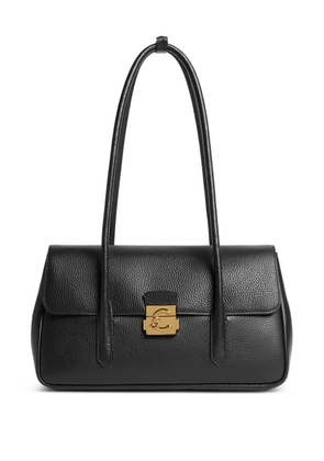 Coccinelle logo-buckle shoulder bag - Black