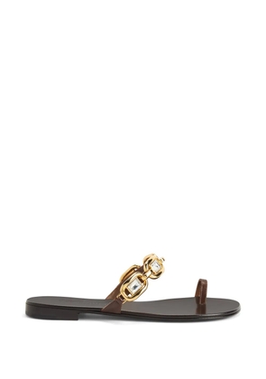 Giuseppe Zanotti Insomnya golden chain crystal flat sandals - Brown