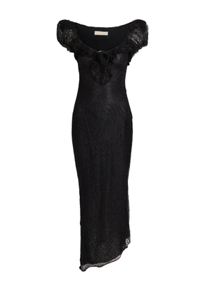 De La Vali floral-lace asymmetrical dress - Black
