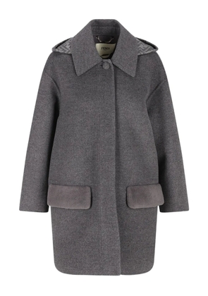 FENDI hooded flap-pocket coat - Grey