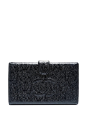 CHANEL Pre-Owned 1997-1999 interlocking-CC caviar-leather wallet - Black