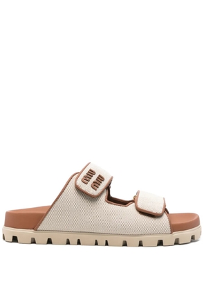 Miu Miu logo-lettering sandals - Neutrals