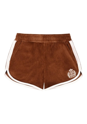 Sporty & Rich NY Crest contrasting trims logo track shorts - Brown