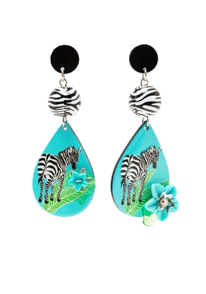 Amir Slama Bijoux zebra-print drop earrings - Blue