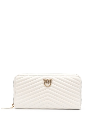 PINKO logo-plaque long quilted wallet - White