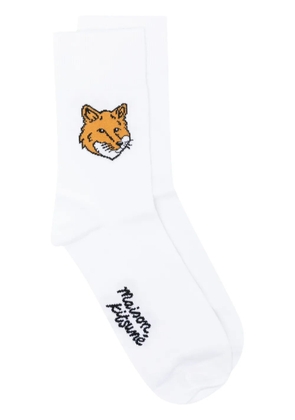 Maison Kitsuné Fox-motif cotton-blend socks - White