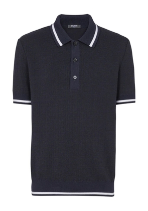 Balmain monogram-pattern polo shirt - Blue