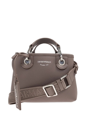 Emporio Armani small logo-plaque top-handle tote bag - Brown