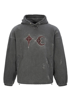 THUG CLUB Rock distressed-details hoodie - Grey