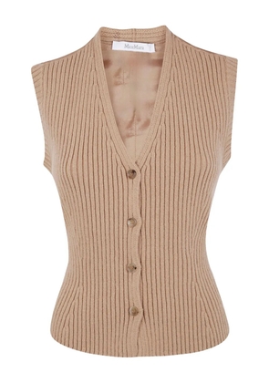 Max Mara V-neck ribbed-knit vest - Brown