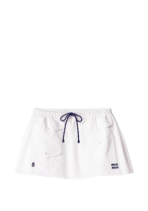 Miu Miu flap-pockets logo-detail mini skirt - White