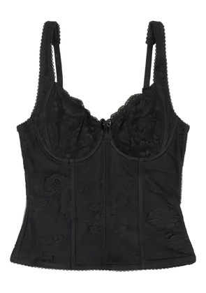 Balenciaga sweetheart-neck lace top - Black