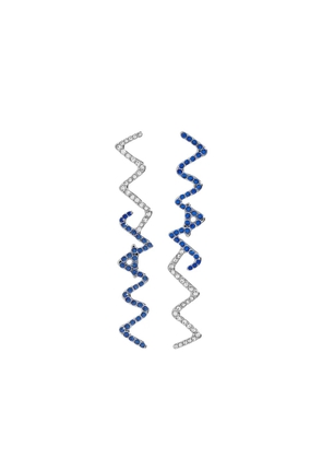 Marni crystal-embellished zigzag earrings - Blue