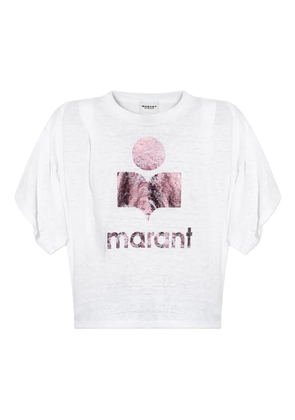 MARANT ÉTOILE metallic-logo linen t-shirt - White