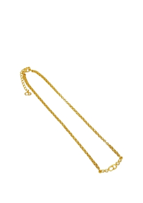 Christian Dior Pre-Owned 1990-2010 Gold Plated CD Logo Rhinestone Charm Necklace costume necklace