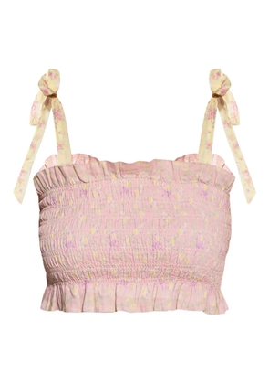 LoveShackFancy ruched crop top - Pink